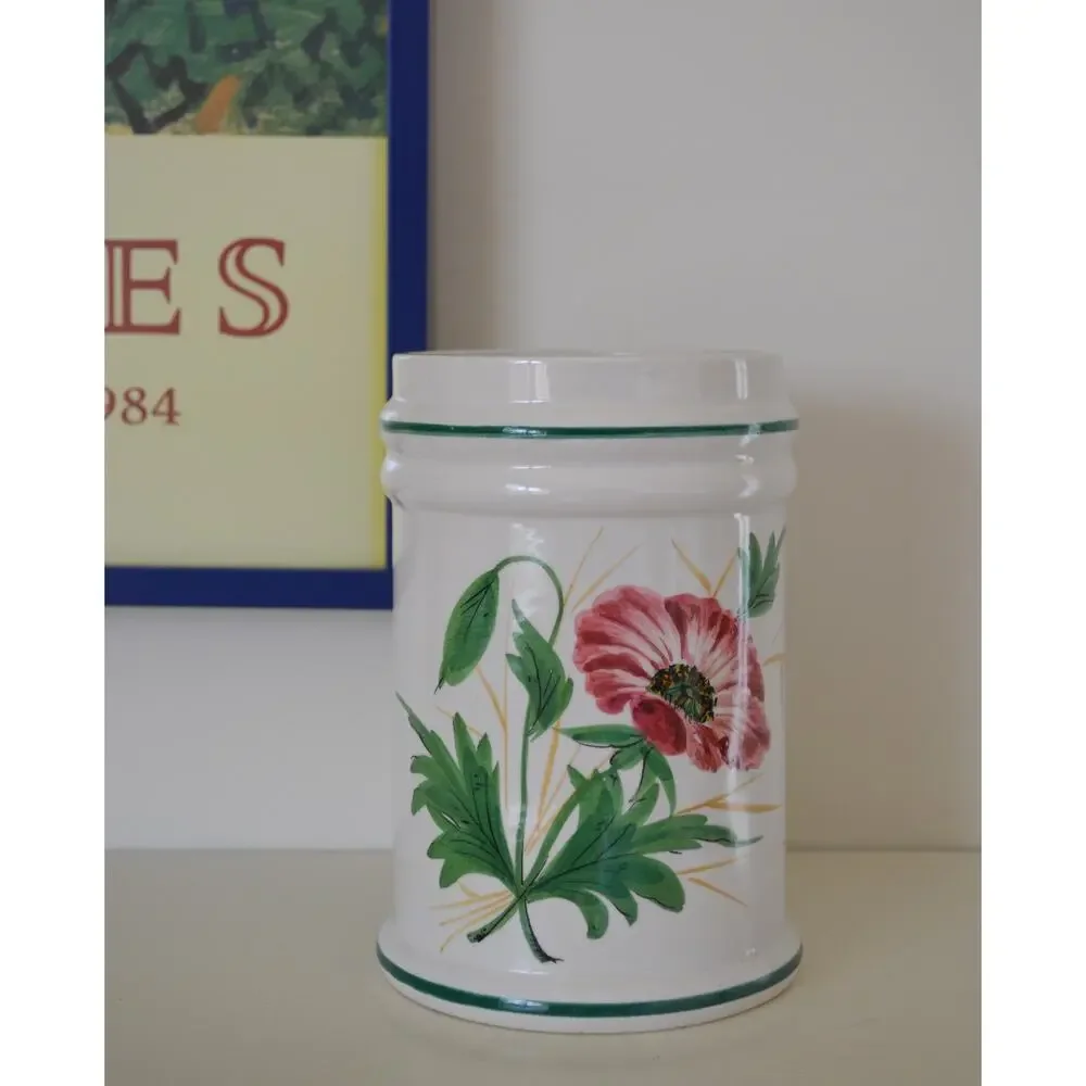 Italian Ceramic Hand Painted Poppy Vase - Picture 1 of 3